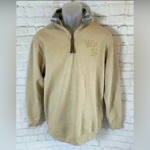 vintage mock neck pullover men’s M Isaac’s Design’s VALLY‎ LIFE Tan 1/4 zip crew